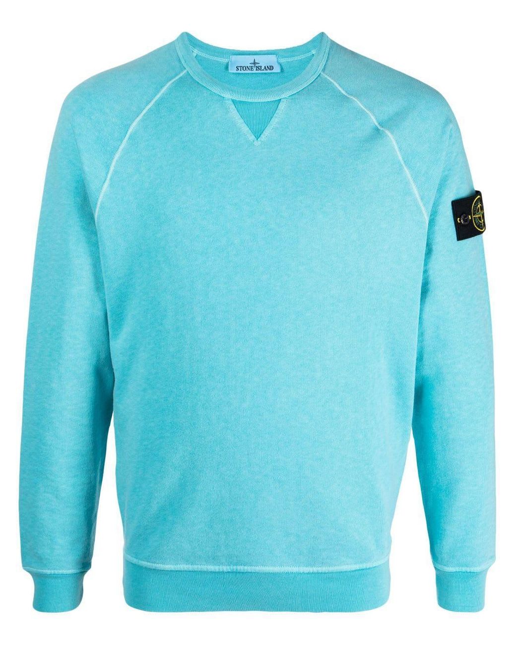 Stone Island Light E Crew-neck Sweatshirt With Old Effect in Blue for Men |  Lyst