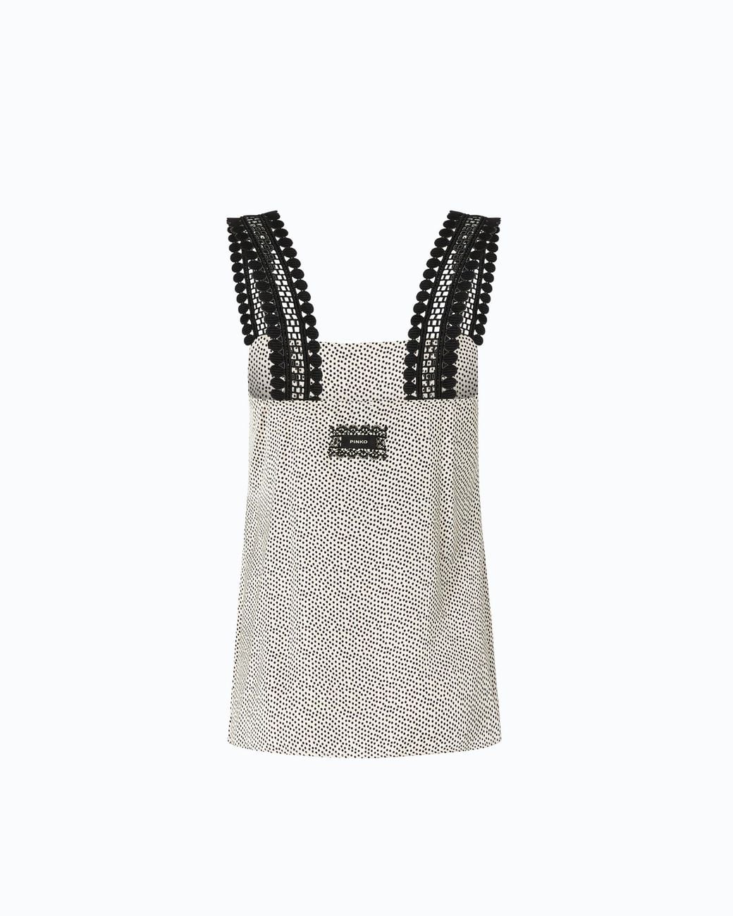 Pinko Gray Polka-Dot Lingerie Top With Lace
