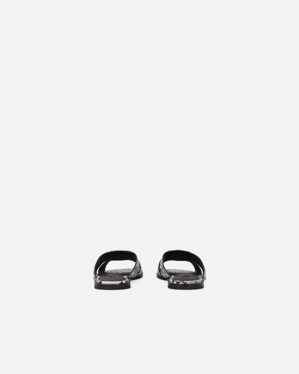 Pinko White Leather Slip-On Sandals With Python Print And Love Birds Logo