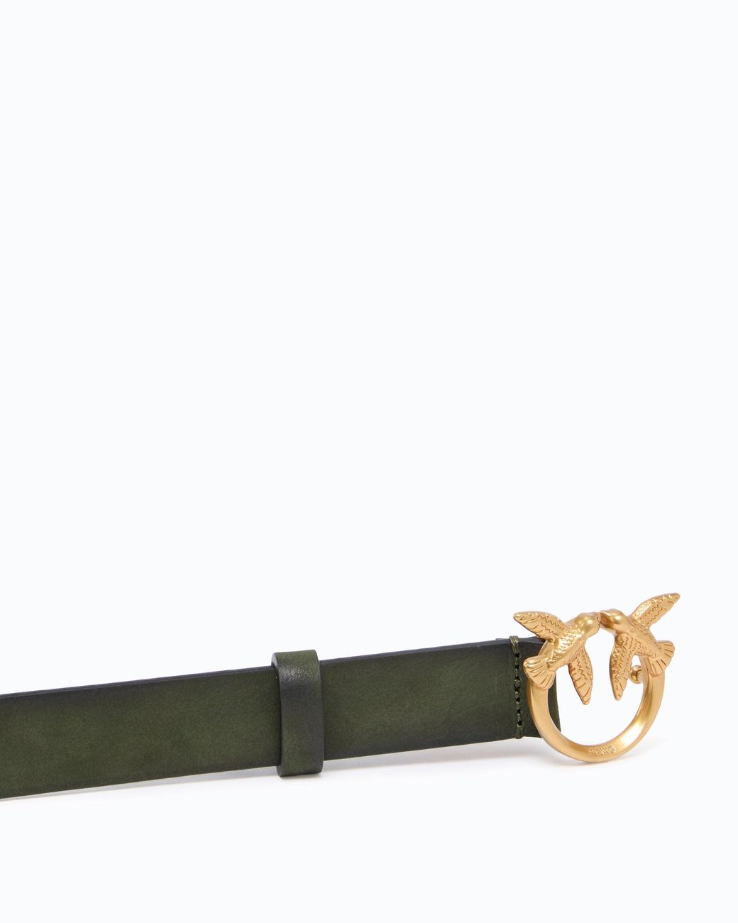 Pinko White Suede Belt With Love Birds Buckle, 2 Cm