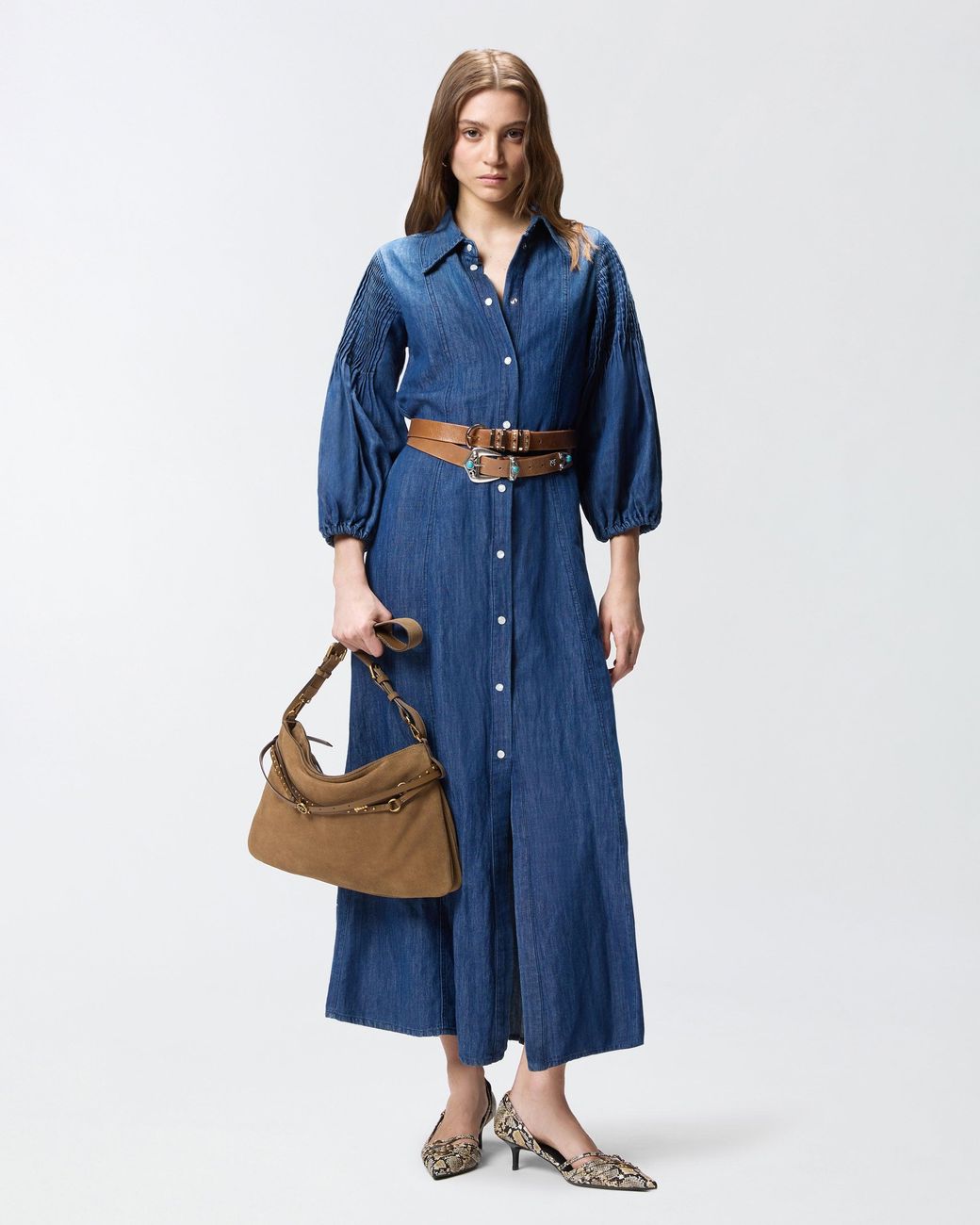 Pinko Blue Long Denim Shirt Dress
