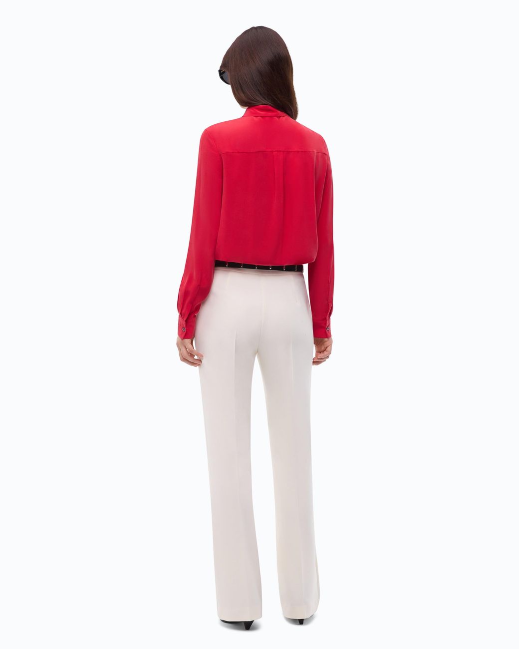 Pinko Red Sand-Wash Silk Shirt