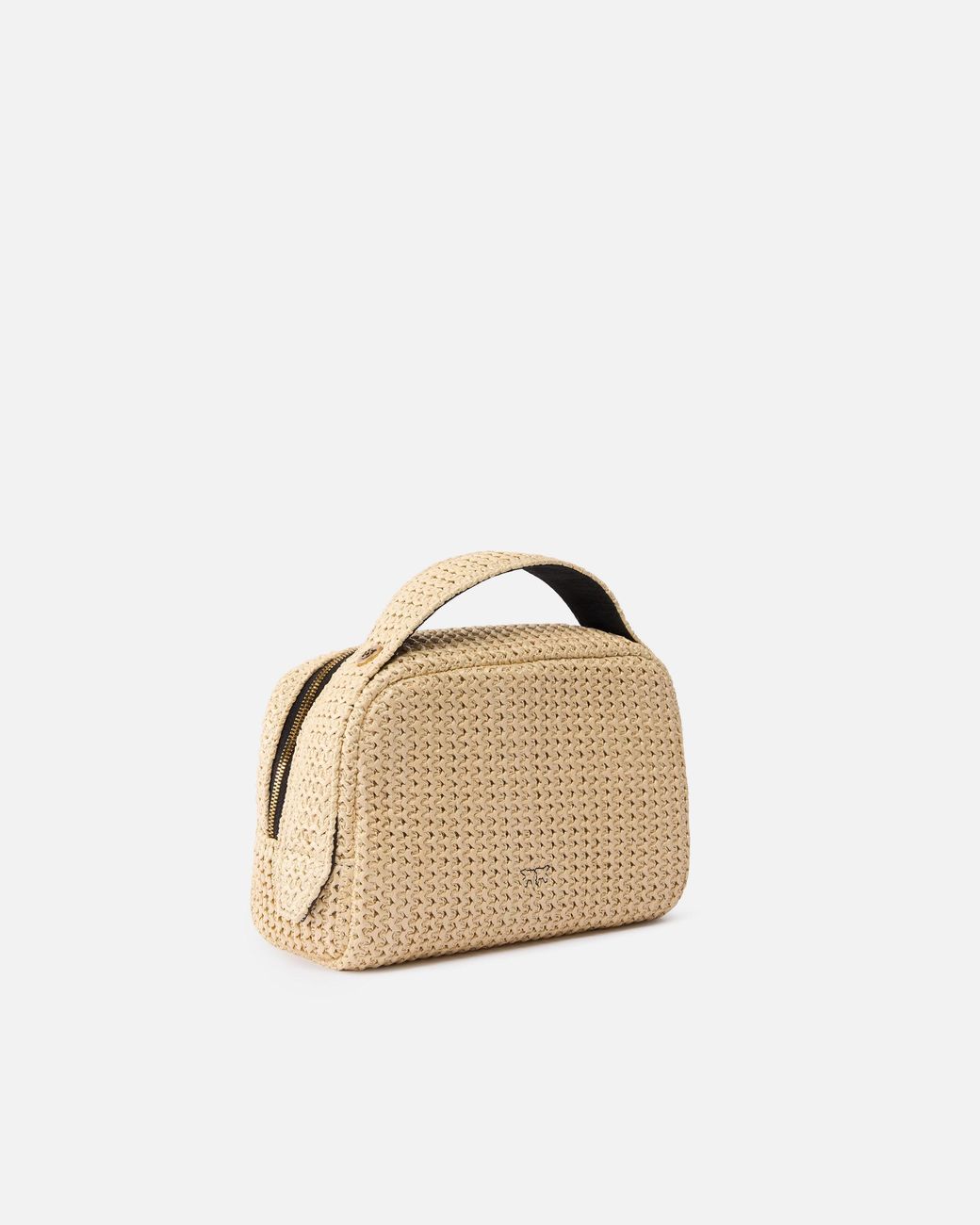 Pinko Natural Small Raffia Bag With Logo And Handle