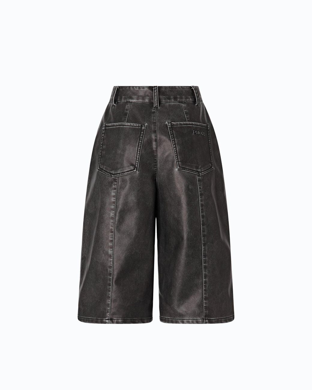 Pinko Gray Vintage-Effect Canvas Bermuda Shorts