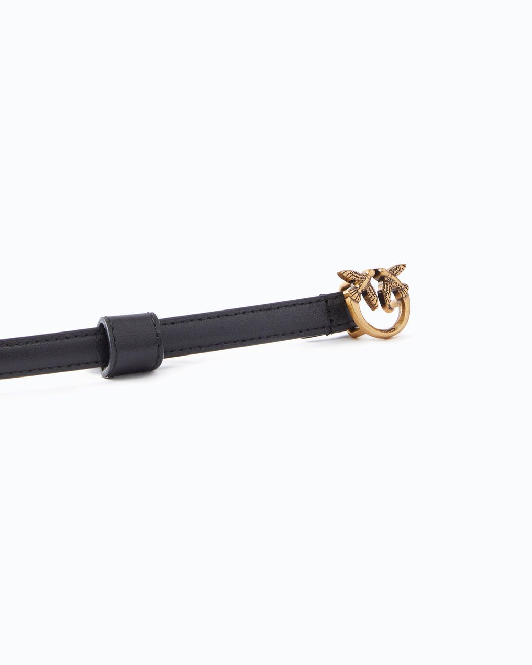 Pinko White Thin Belt With Love Birds Buckle, 1Cm