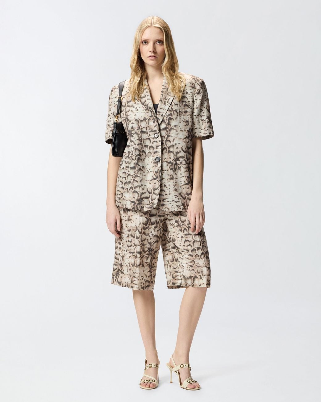 Pinko White Short-Sleeved Jacket With Snake Print