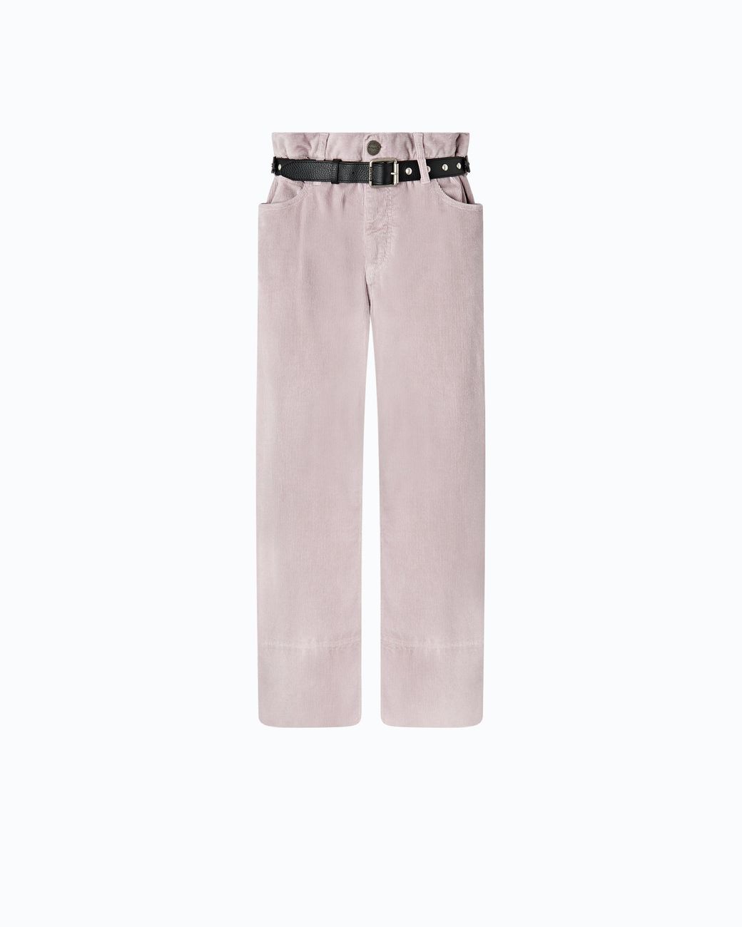 Pinko Pink Cropped Velvet Trousers With Leather Belt