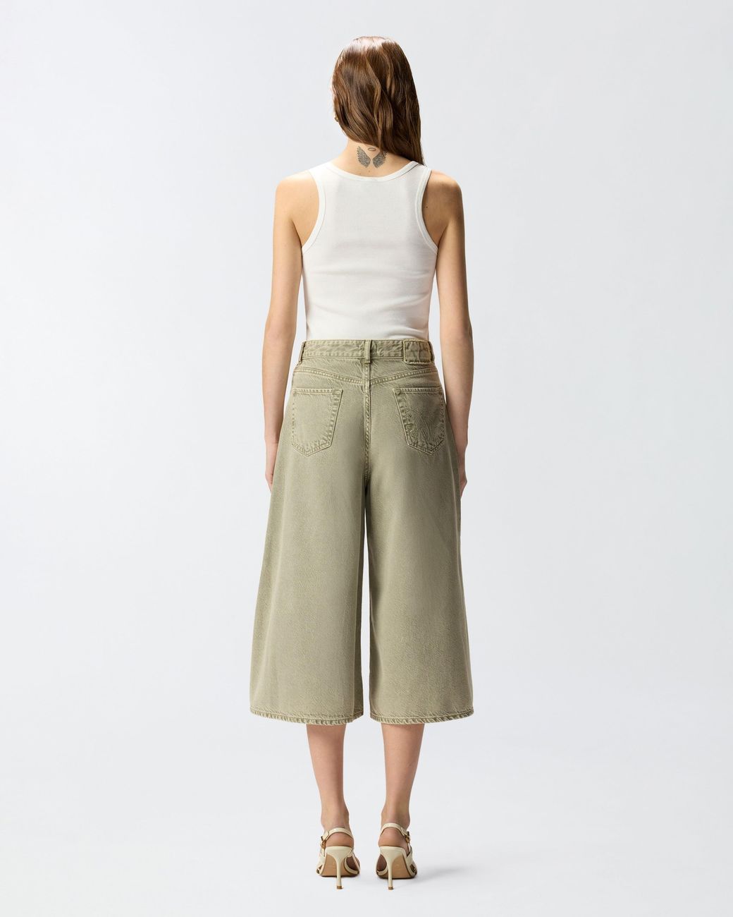 Pinko Natural Long Denim Bermuda Shorts