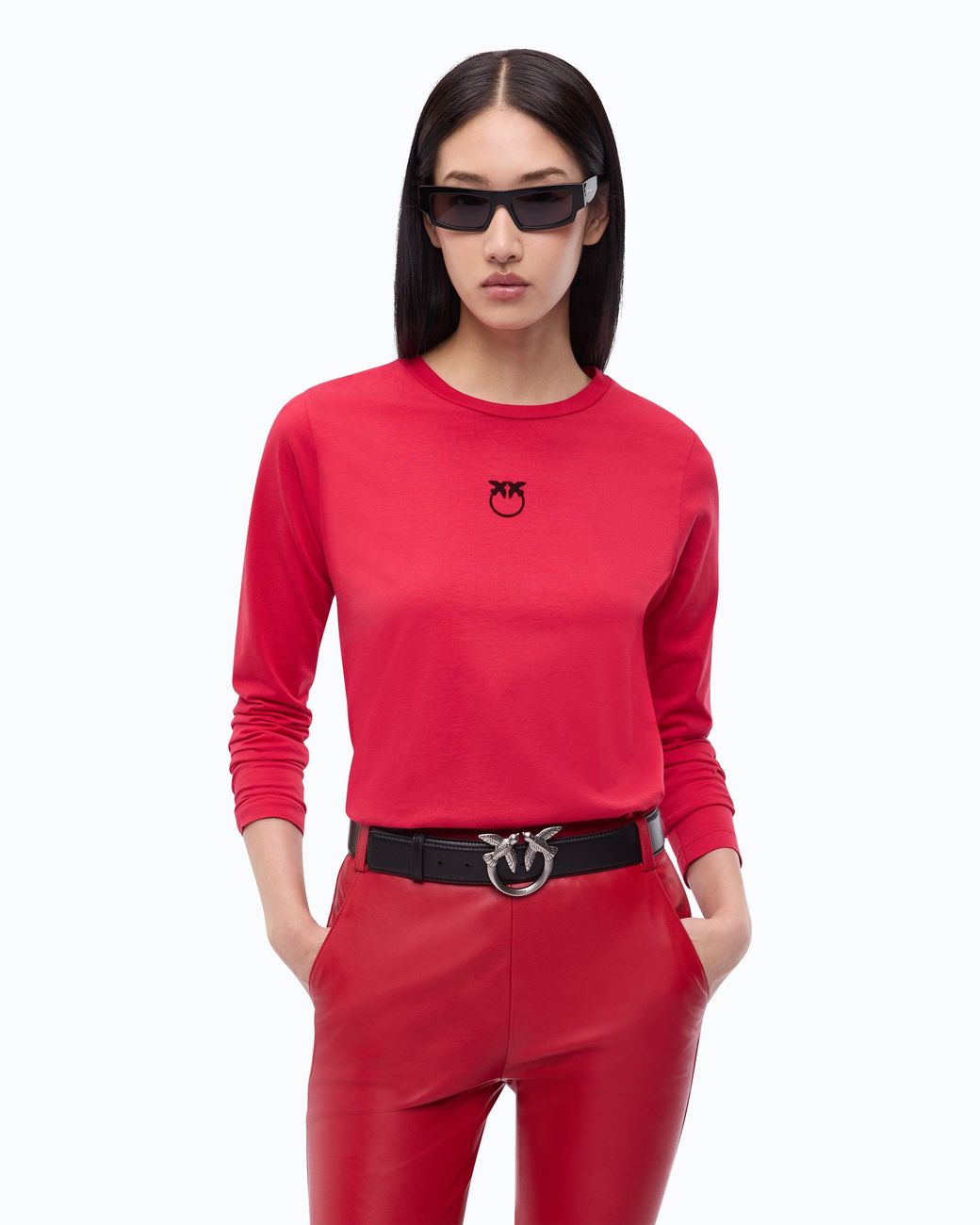 Pinko Red Sweater With Love Birds Logo