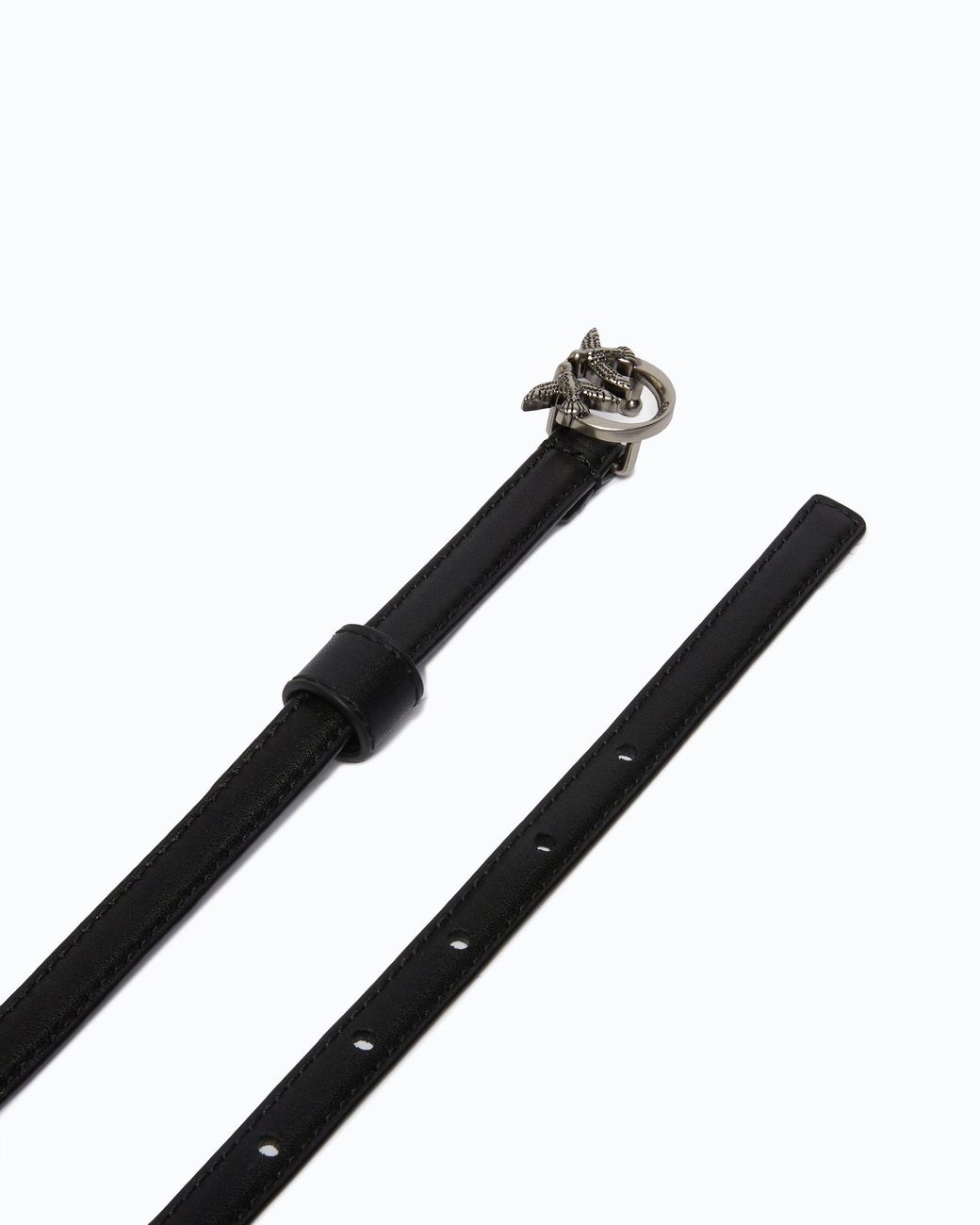 Pinko White Thin Belt With Love Birds Buckle, 1Cm