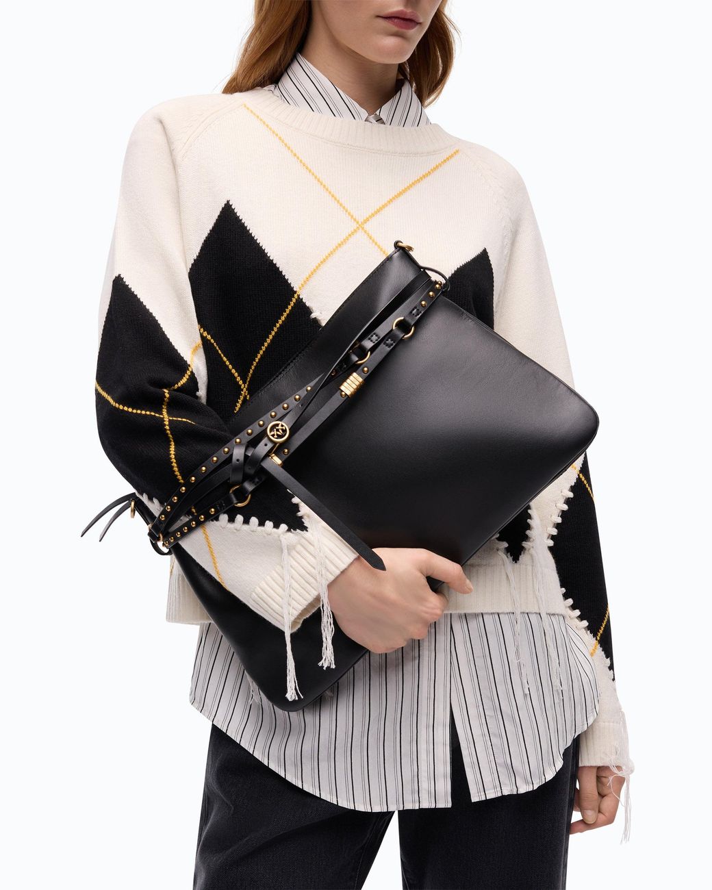 Pinko Black Belt Bag Big Large Shoulder Bag