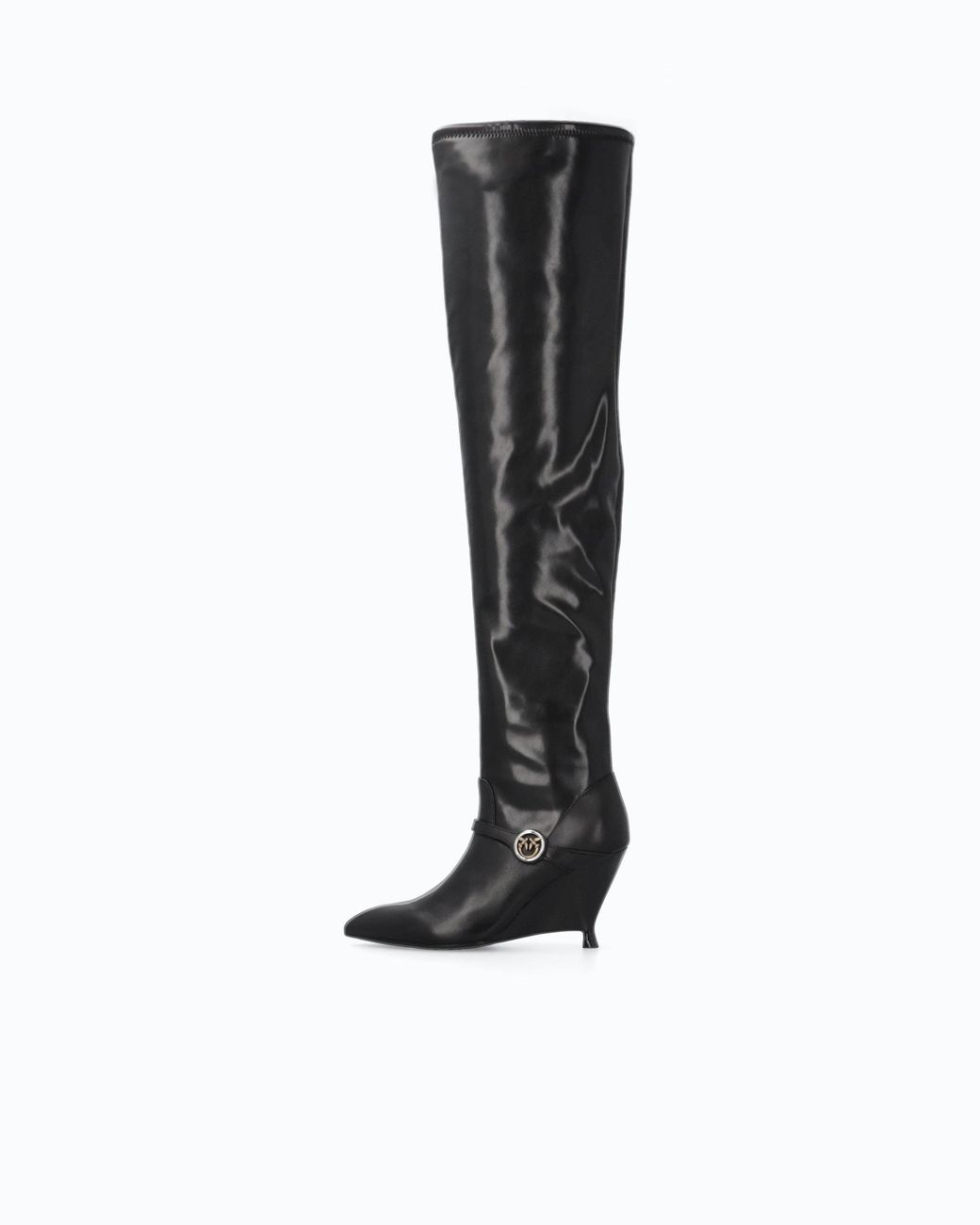Pinko Black Nappa Leather Boots With Extra-High Leg Shaft