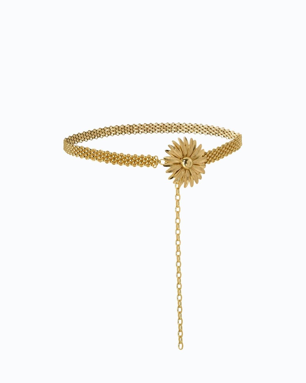 Pinko White Chain Belt With Flower, 1.5 Cm