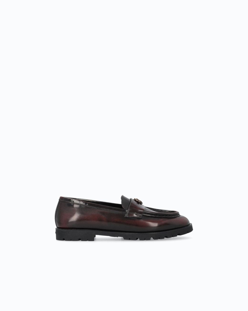 Pinko White Leather Loafers With Logo And Lug Sole