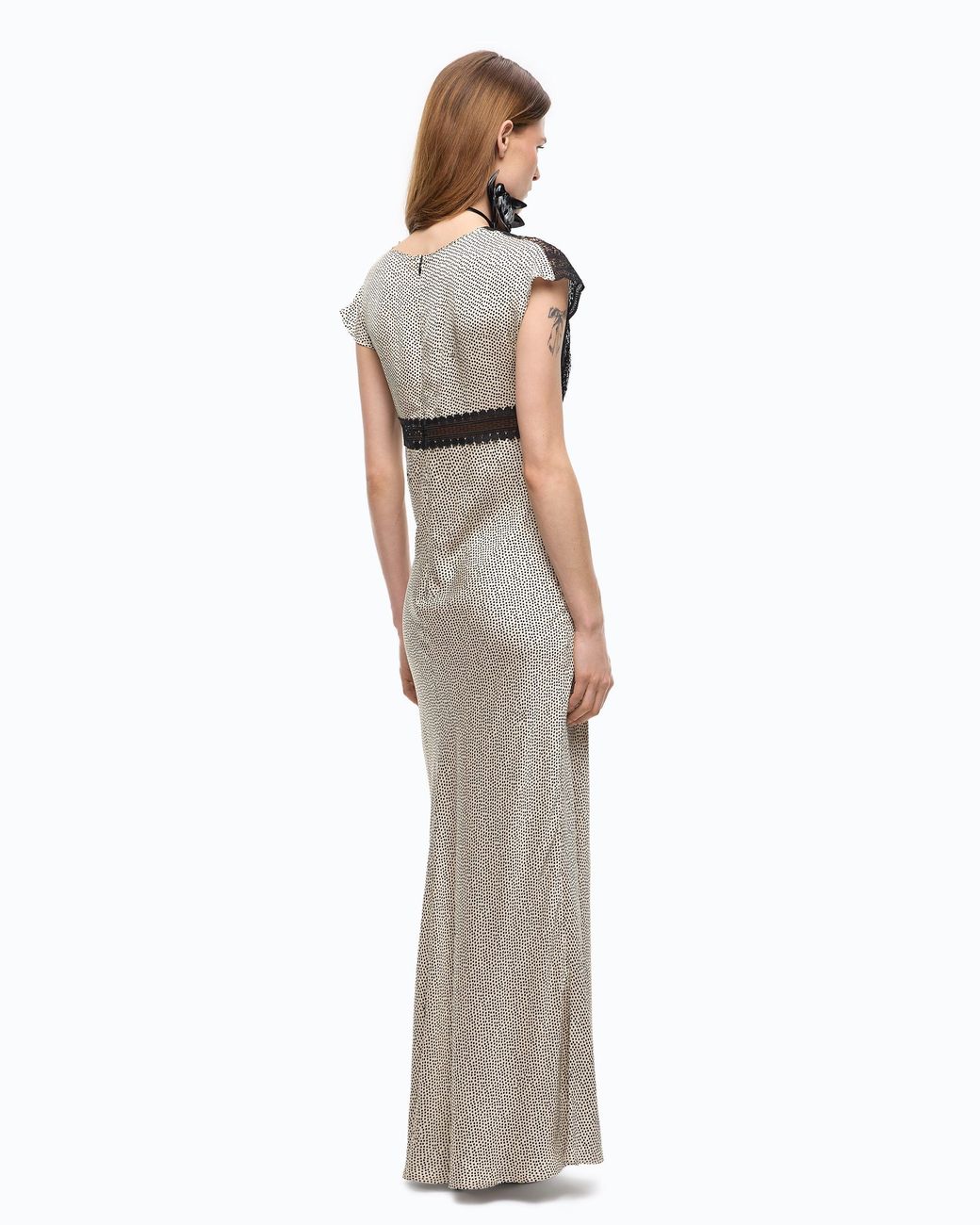 Pinko White Long Sleeveless Polka-Dot Dress