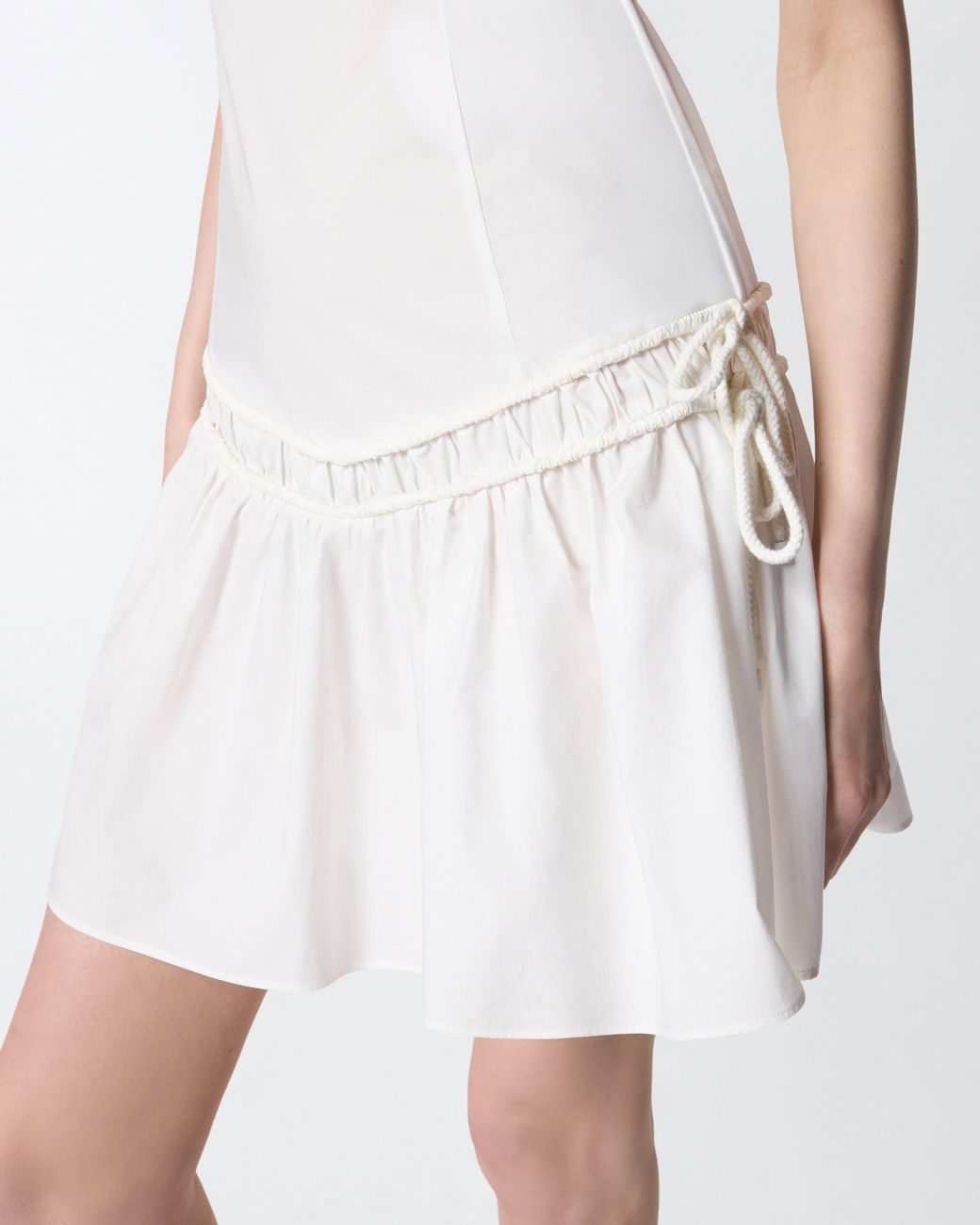 Pinko White Short Dress With Gathering And Drawstring