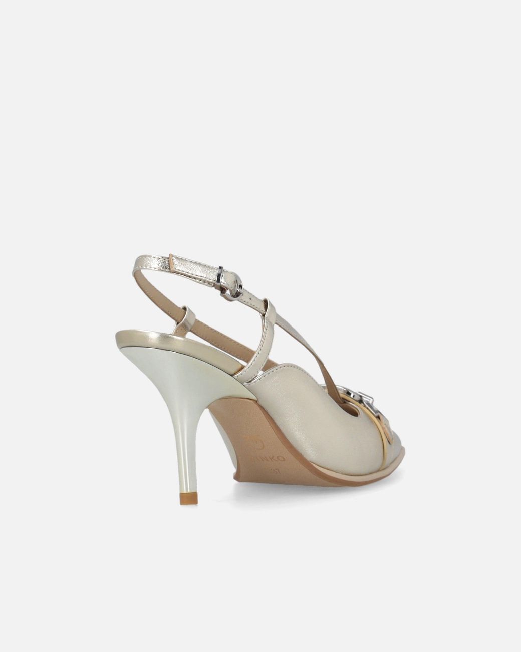 Pinko White Laminated Nappa Slingbacks