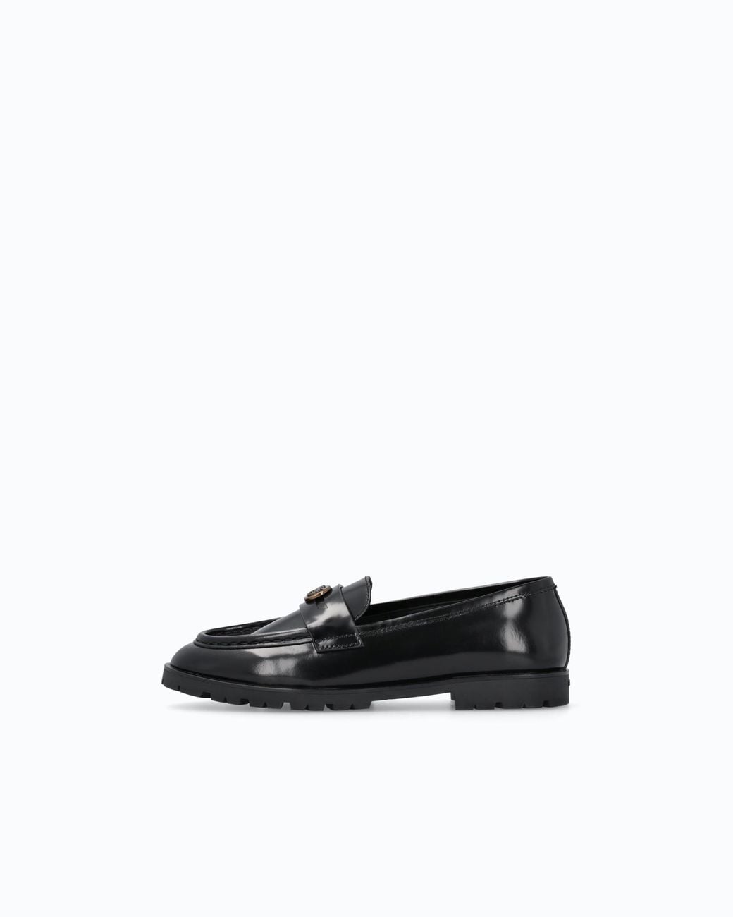 Pinko White Leather Loafers With Logo And Lug Sole