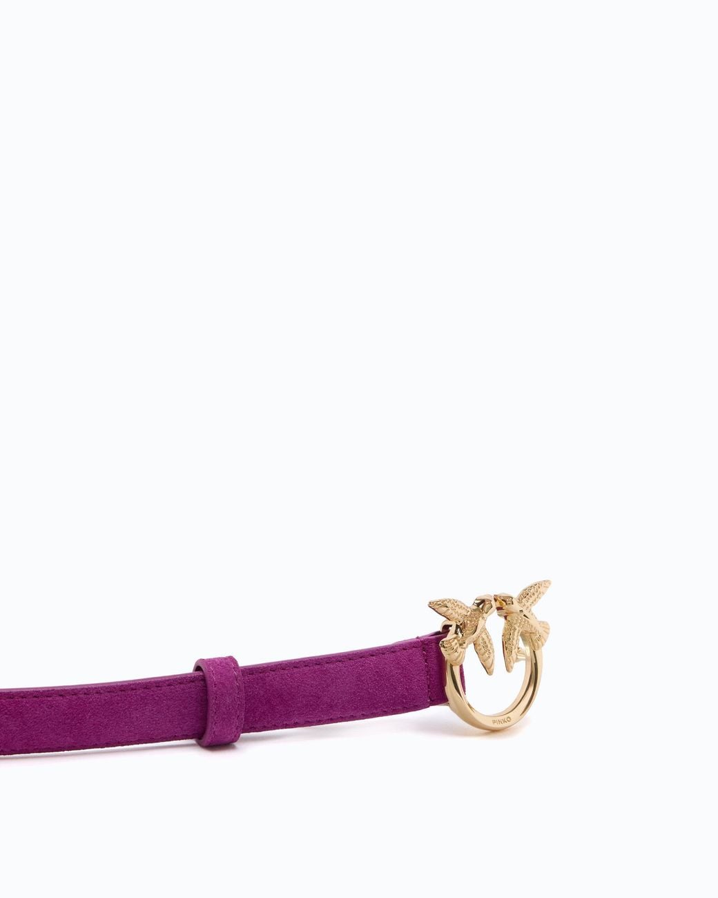 Pinko Purple Suede Belt With Love Birds Buckle, 2 Cm