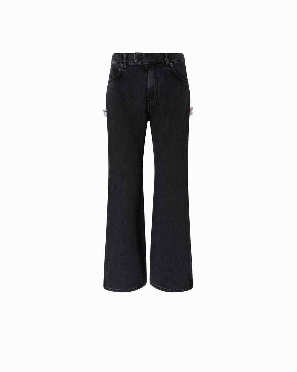Pinko Black Wide-Leg Jeans With Side Slits