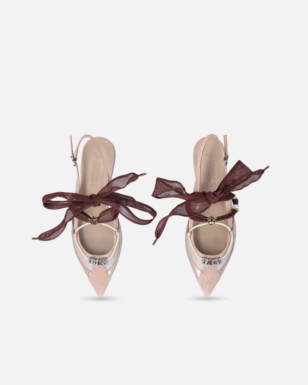 Pinko White Slingback Ballerinas With Ties