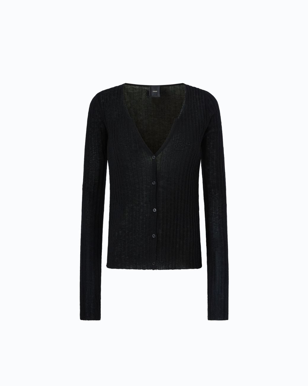 Pinko Black Ribbed Cardigan With Buttons