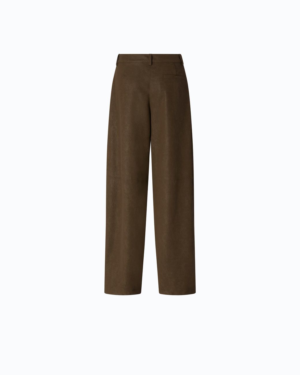 Pinko Natural Straight-Fit Nubuck Leather-Effect Trousers