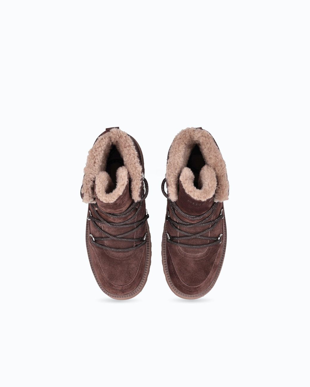 Pinko Brown Suede Ankle Boots With Faux Fur Lining