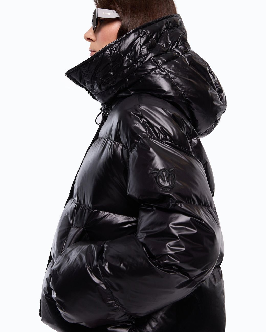 Pinko Black Technical Canvas Jacket With Hood