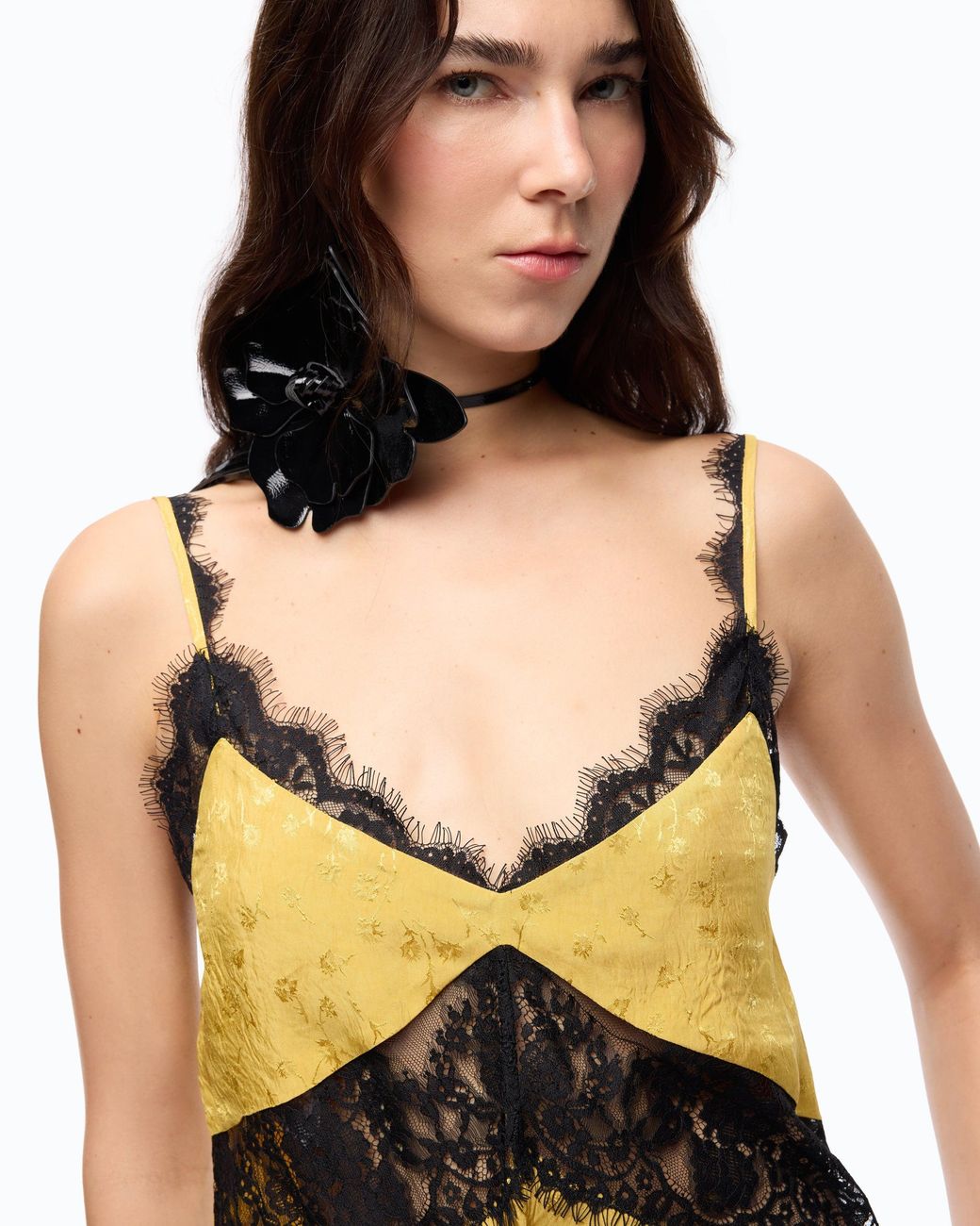 Pinko Yellow Lace Lingerie Top