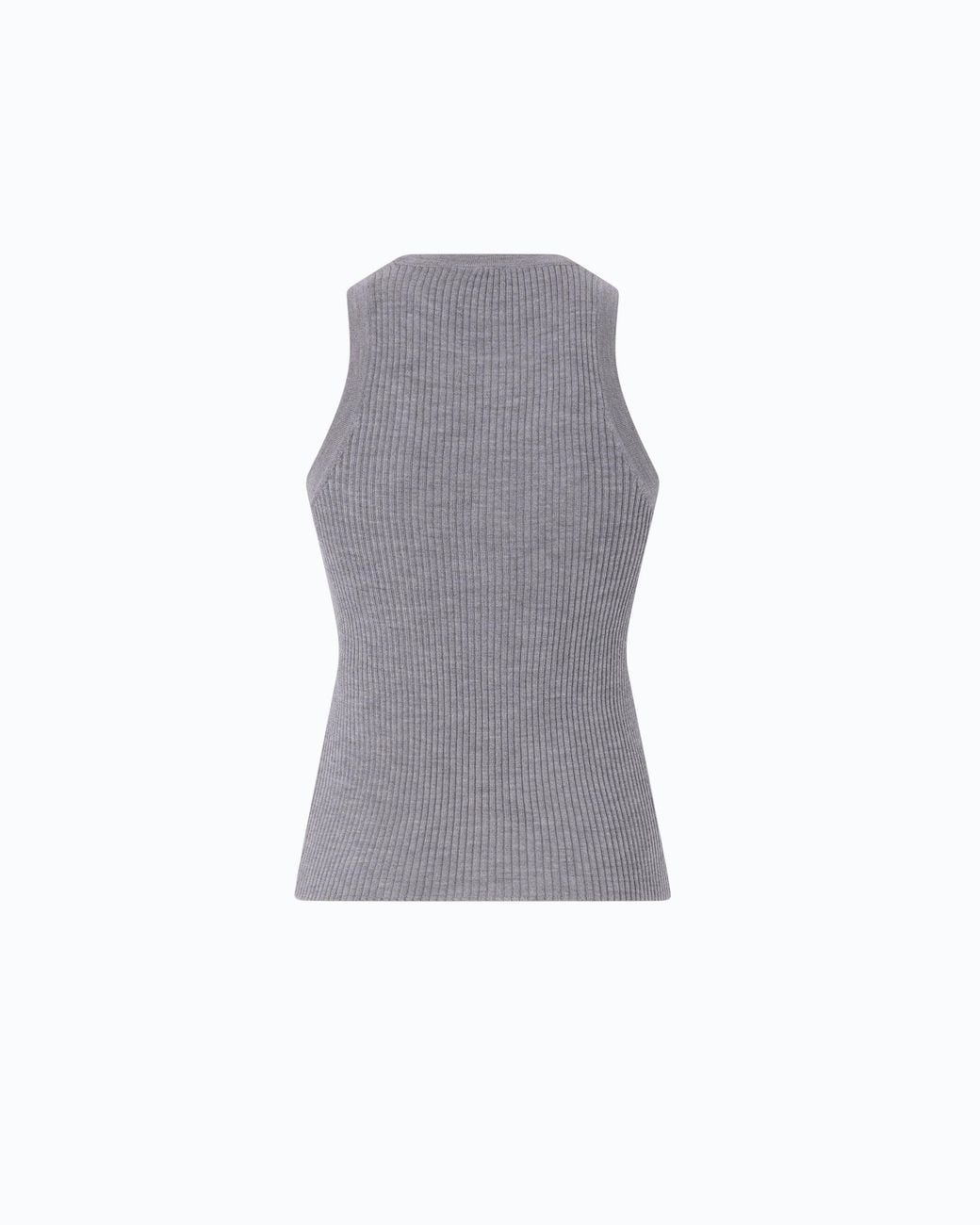 Pinko Gray Ribbed Top With Sheer Love Birds Logo