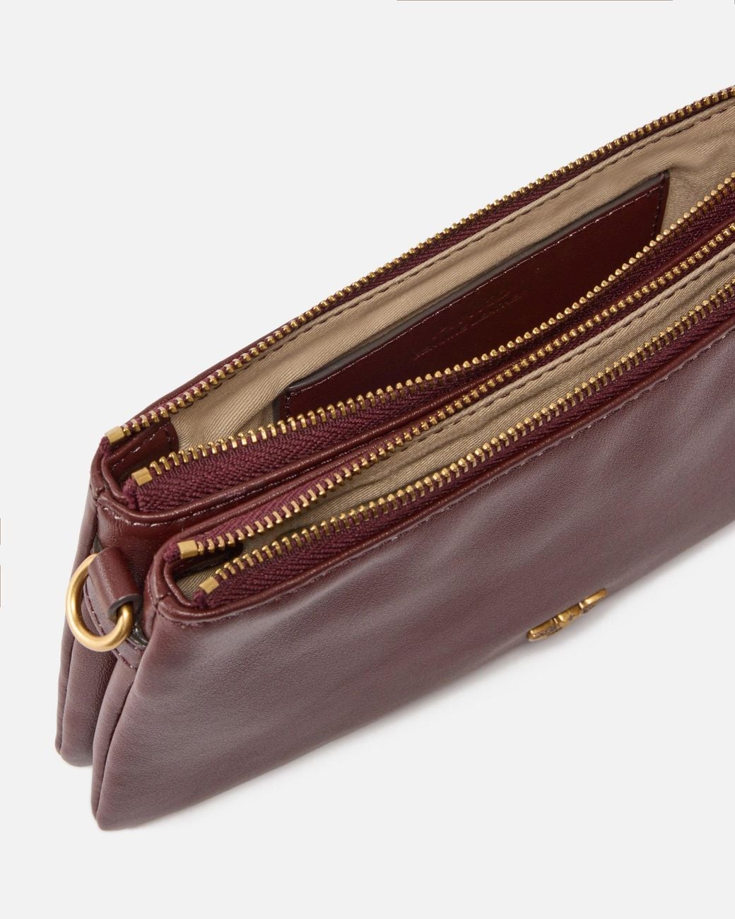 Pinko Brown Leather Mini Double Bag With Shoulder Strap