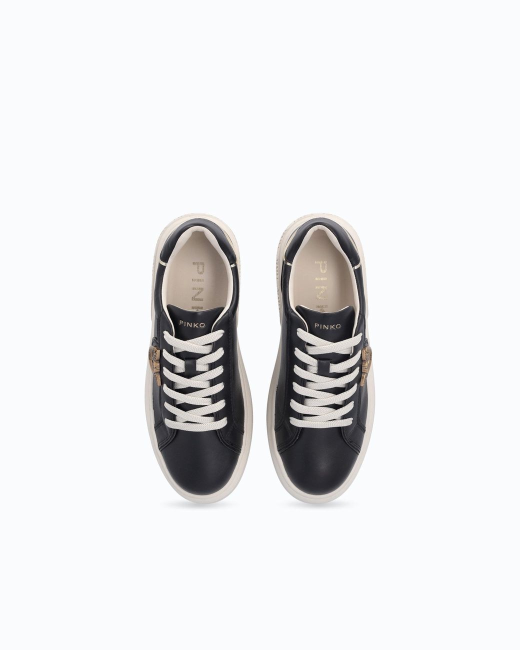 Pinko White High-Soled Flatform Sneakers With Metal Logo
