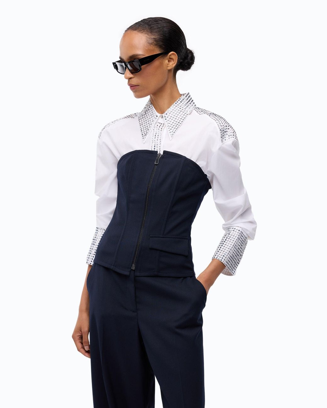 Pinko Blue Bustier Top With Zip