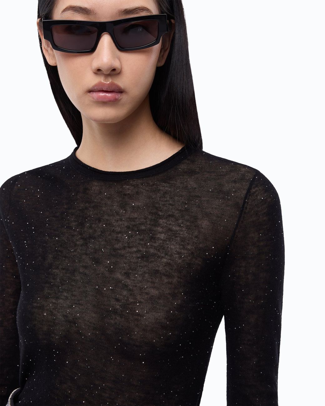 Pinko Black Crew-Neck Sweater With Sequins