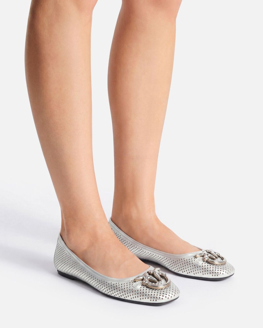 Pinko White Perforated Ballerinas