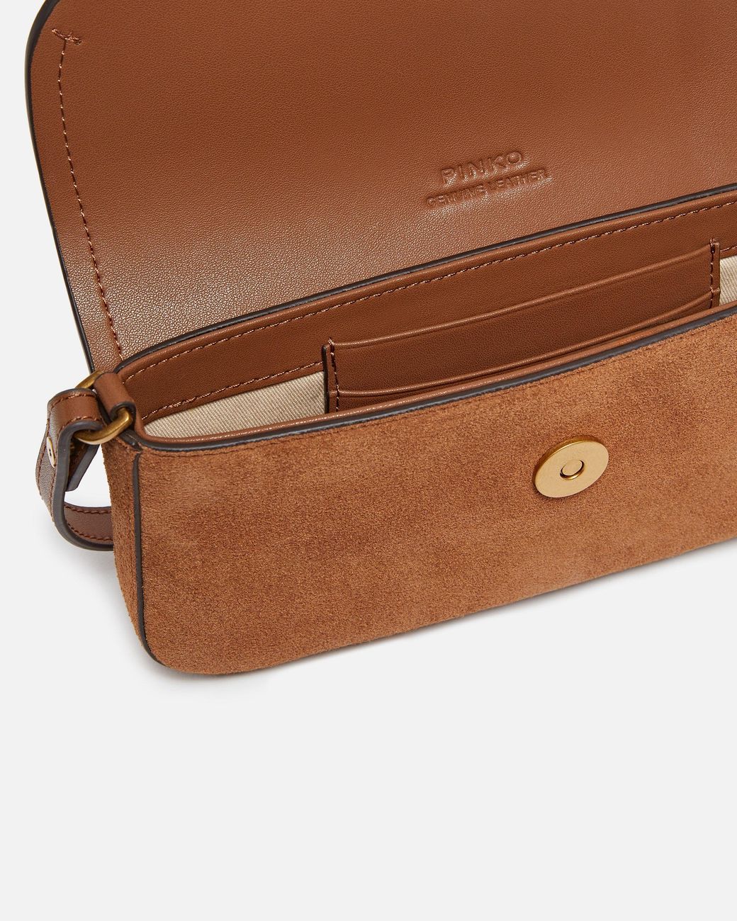 Pinko Brown Saddle Flat Medium Shoulder Bag