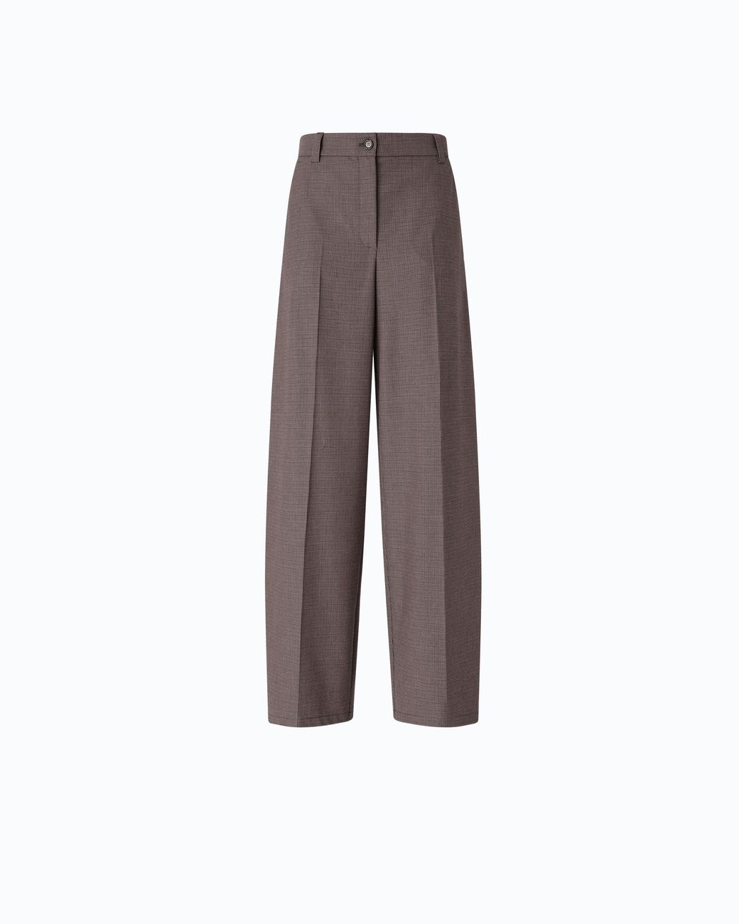 Pinko Brown Barrel-Fit Trousers With Micro Houndstooth Motif