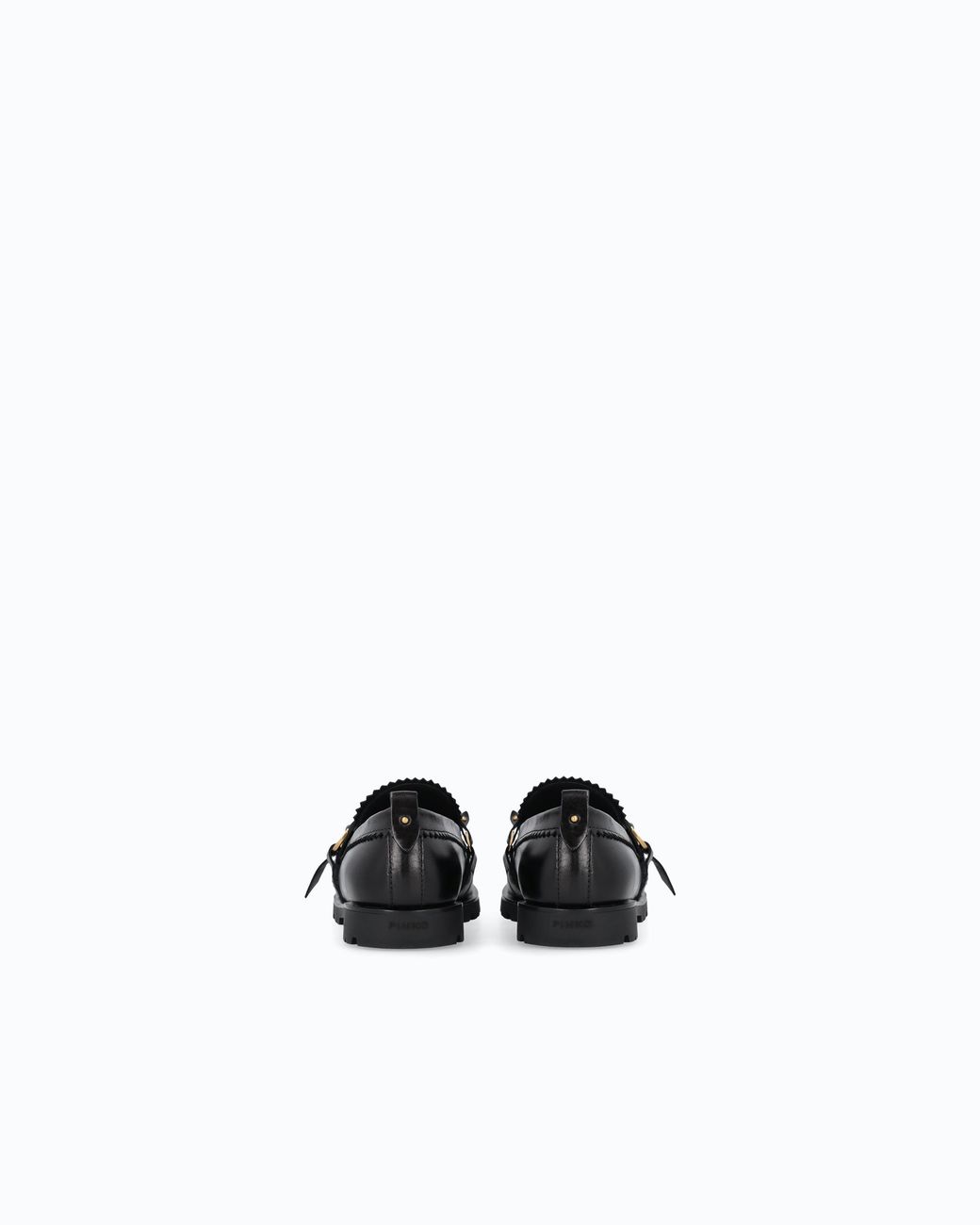 Pinko White Leather Moccasins With Straps And Fringing