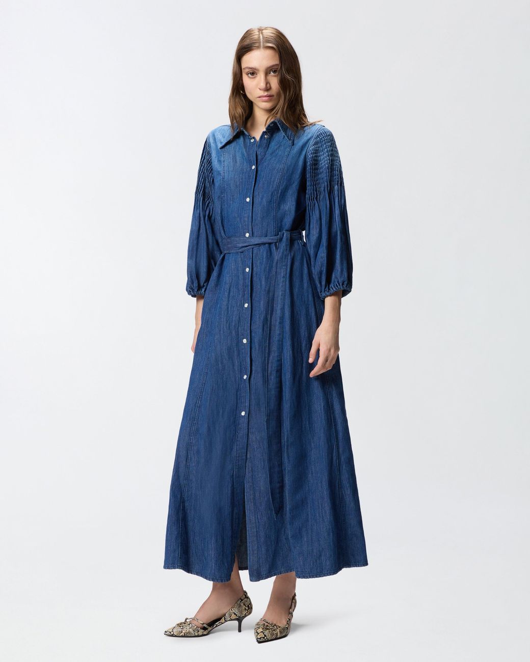 Pinko Blue Long Denim Shirt Dress