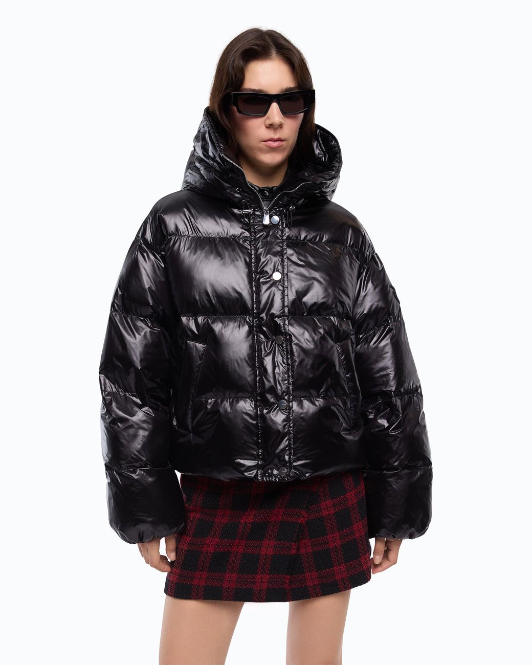 Pinko Black Technical Canvas Jacket With Hood