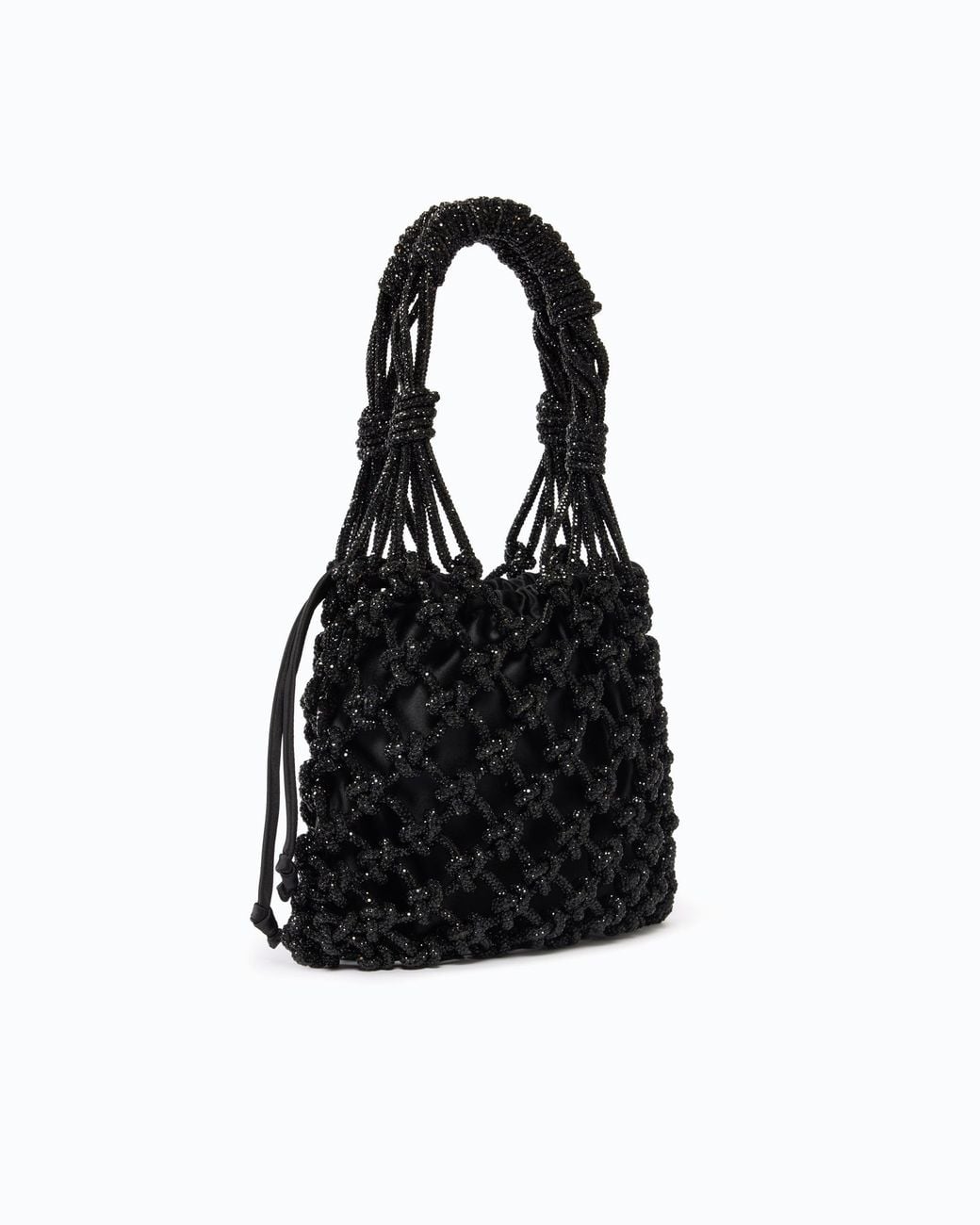 Pinko Black Small Shoulder Bag With Micro Rhinestones