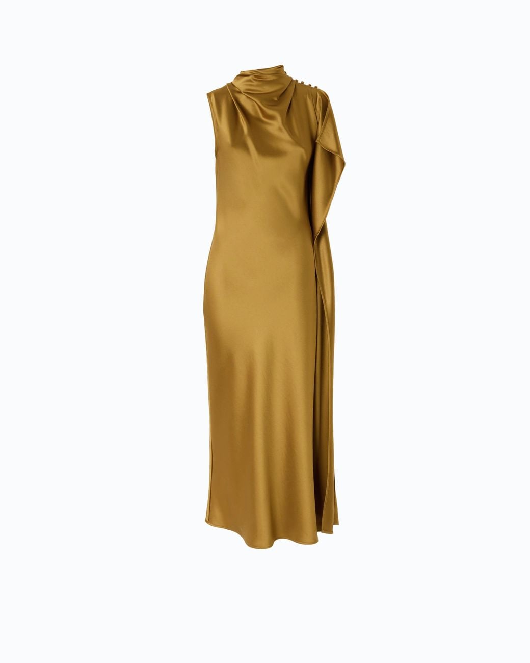 Pinko Metallic Long, One-Shoulder Satin Dress