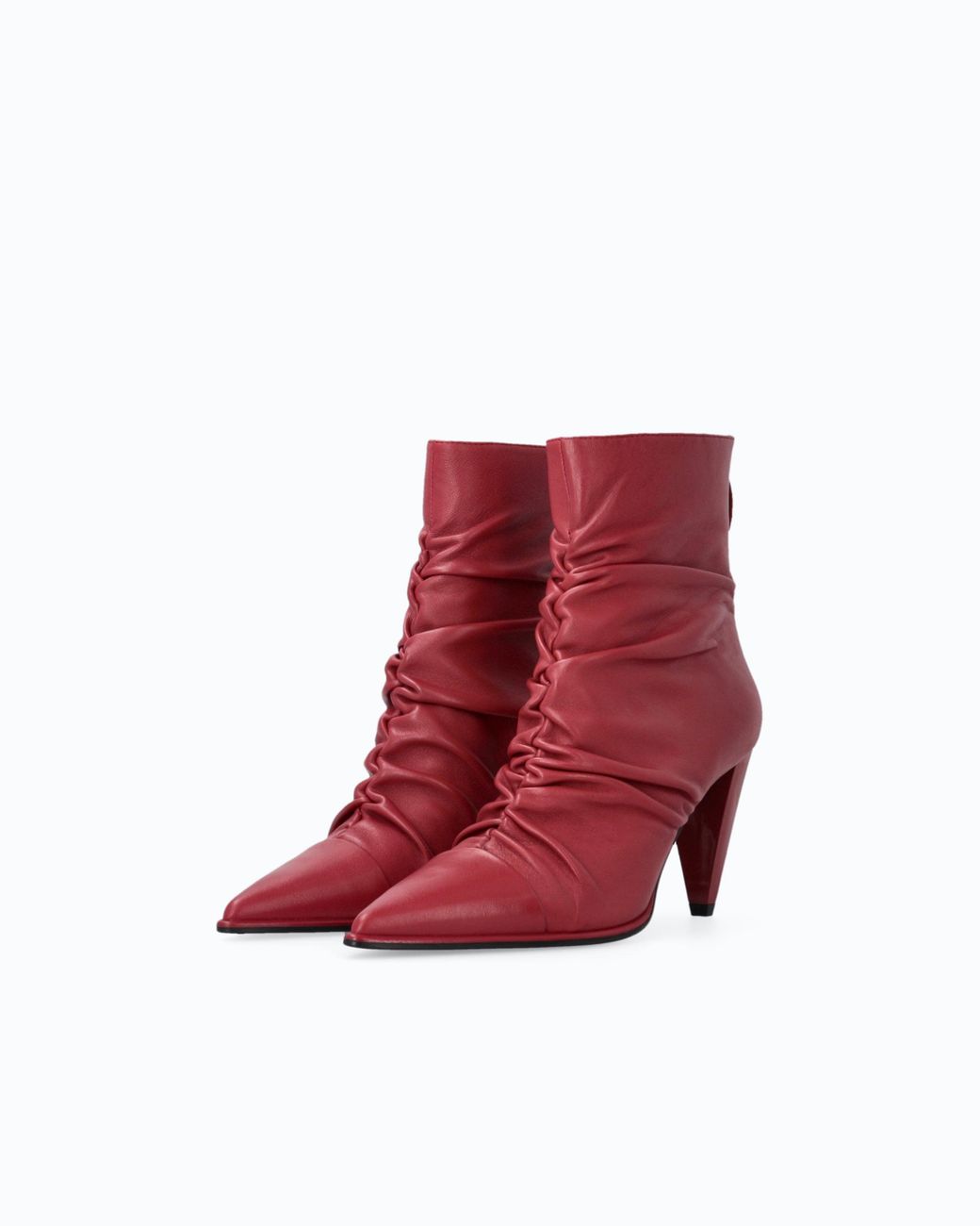 Pinko Nappa Leather Ankle Boots With Gathered Leg Shaft