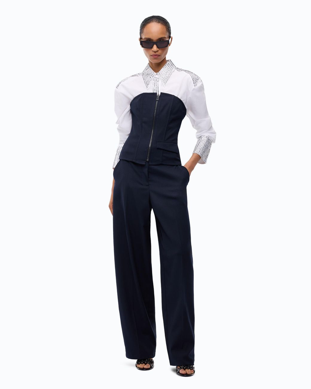 Pinko Blue Bustier Top With Zip