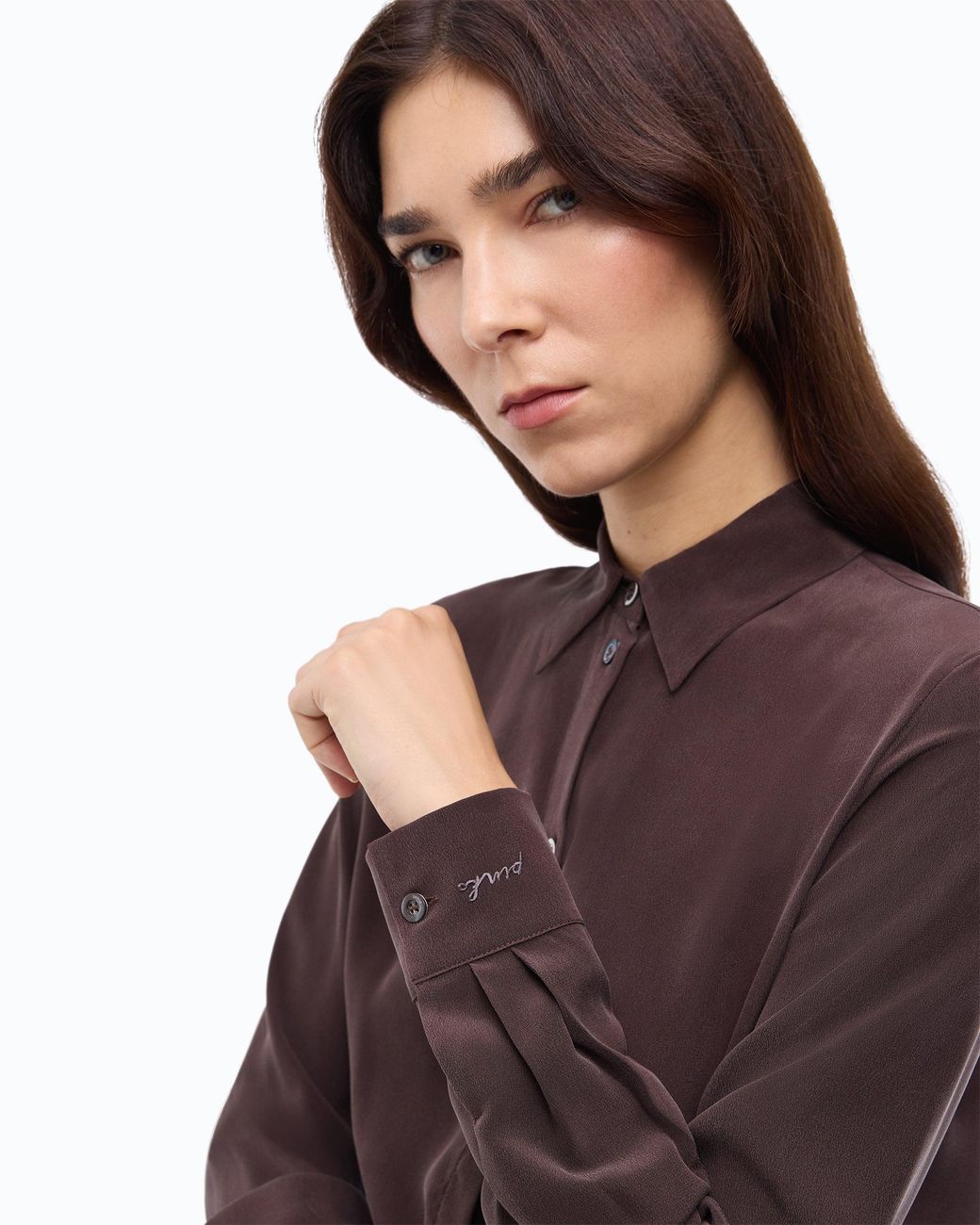Pinko Brown Sand-Wash Silk Shirt