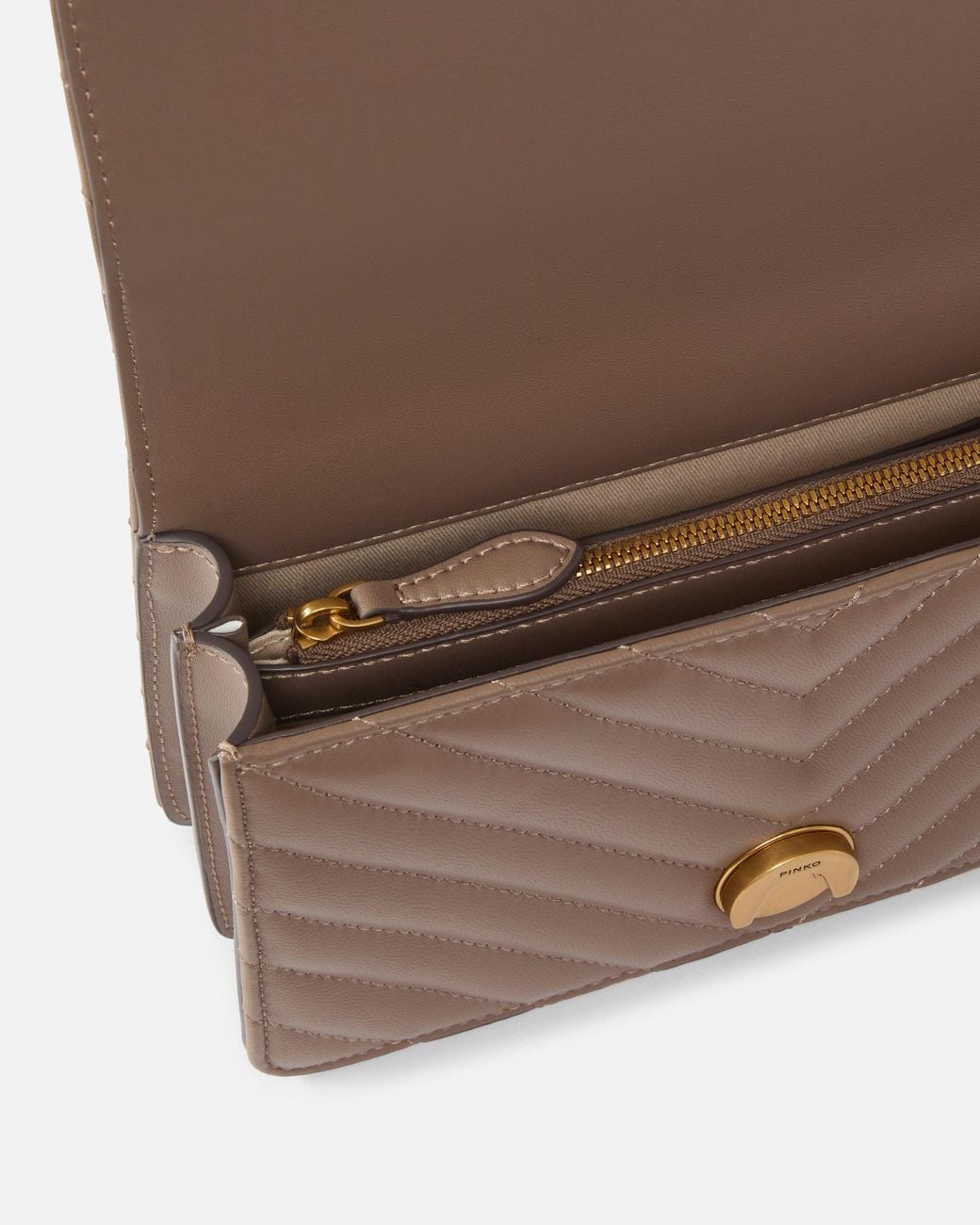 Pinko Brown Small Shoulder Bag Love Bag One Chevron