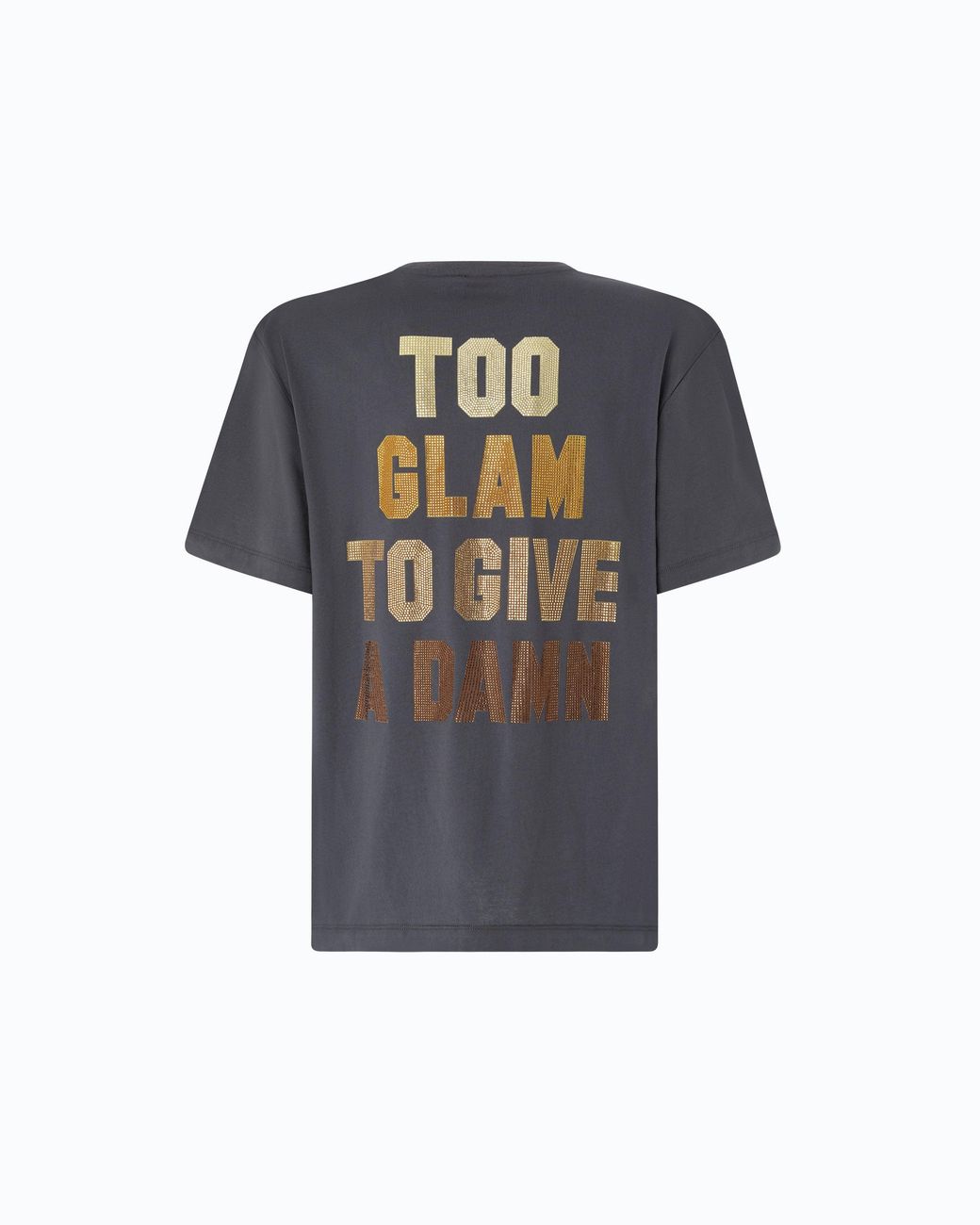 Pinko Blue Too Glam To Give A Damn T-Shirt With Rhinestones