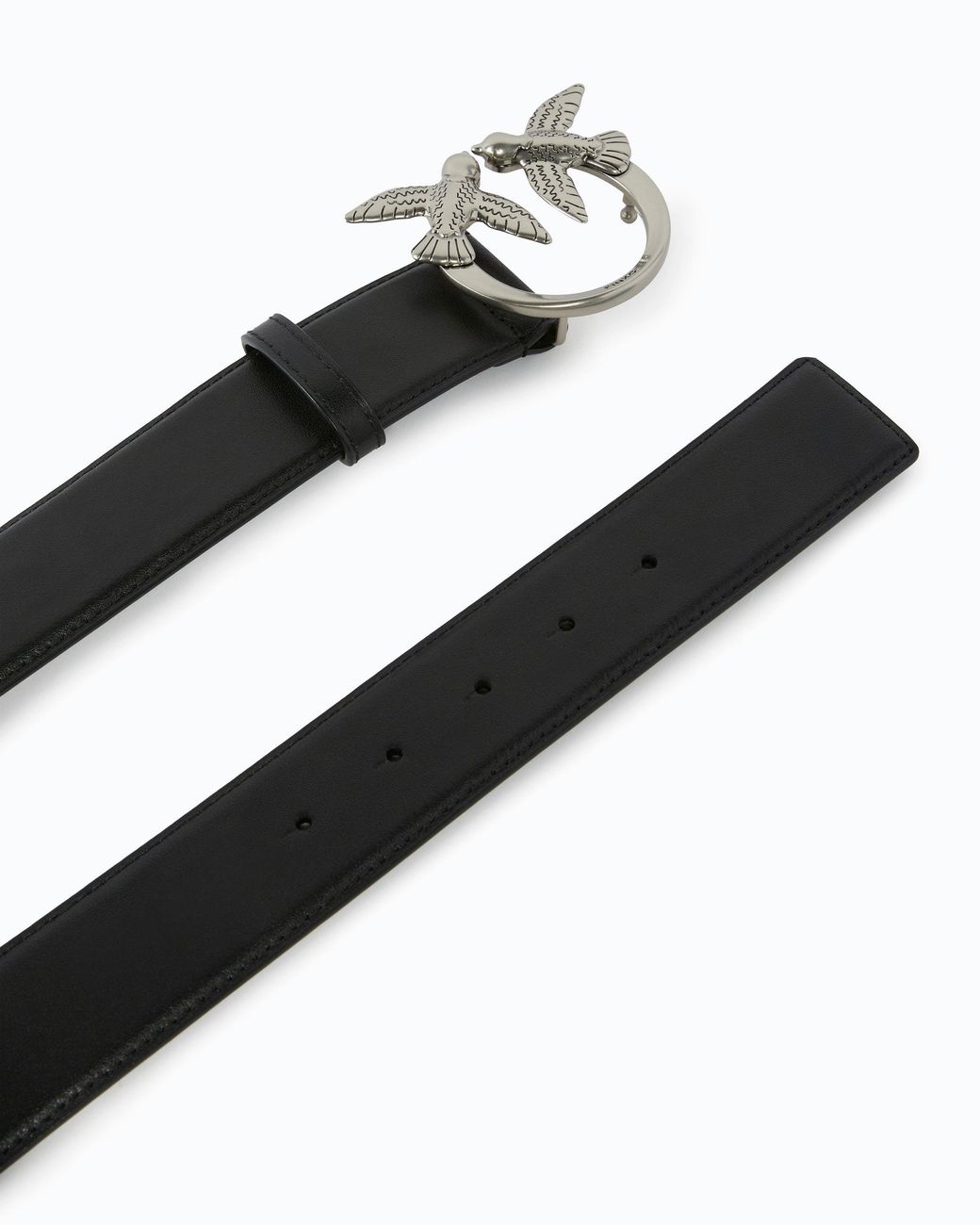 Pinko White Love Birds High Leather Belt 4Cm