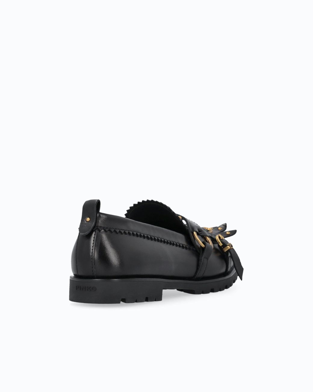 Pinko White Leather Moccasins With Straps And Fringing
